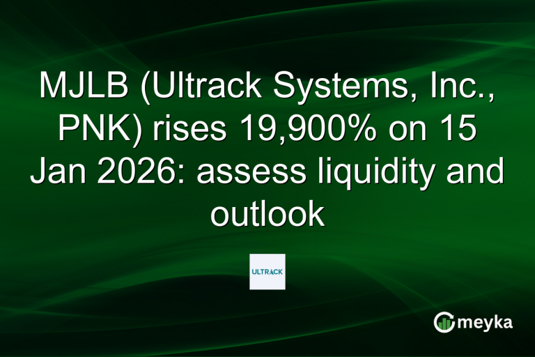 MJLB (Ultrack Systems, Inc., PNK) rises 19,900% on 15 Jan 2026: assess liquidity and outlook