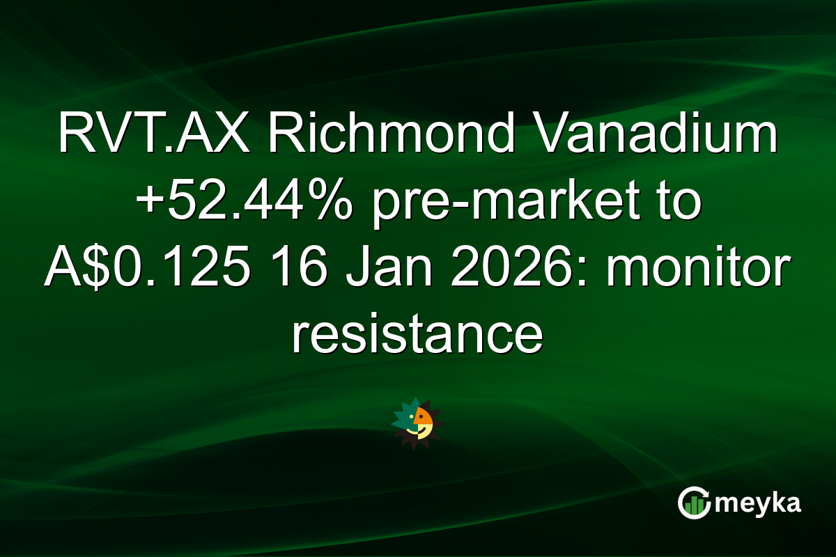 RVT.AX Richmond Vanadium +52.44% pre-market to A$0.125 16 Jan 2026: monitor resistance