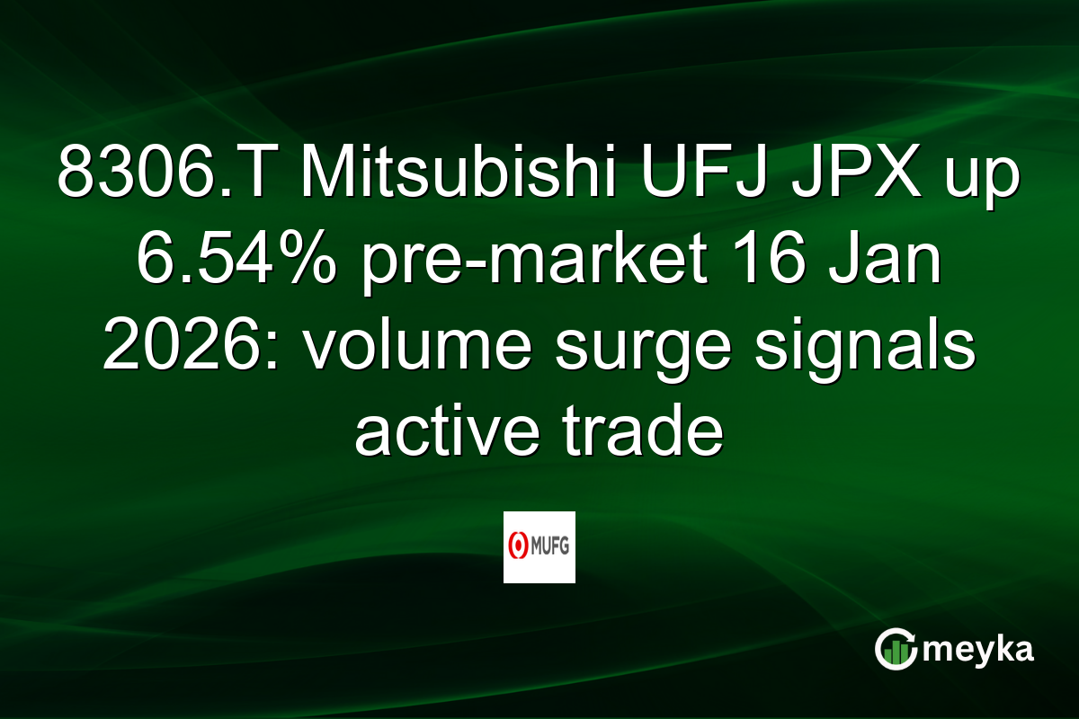 8306.T Mitsubishi UFJ JPX up 6.54% pre-market 16 Jan 2026: volume surge signals active trade