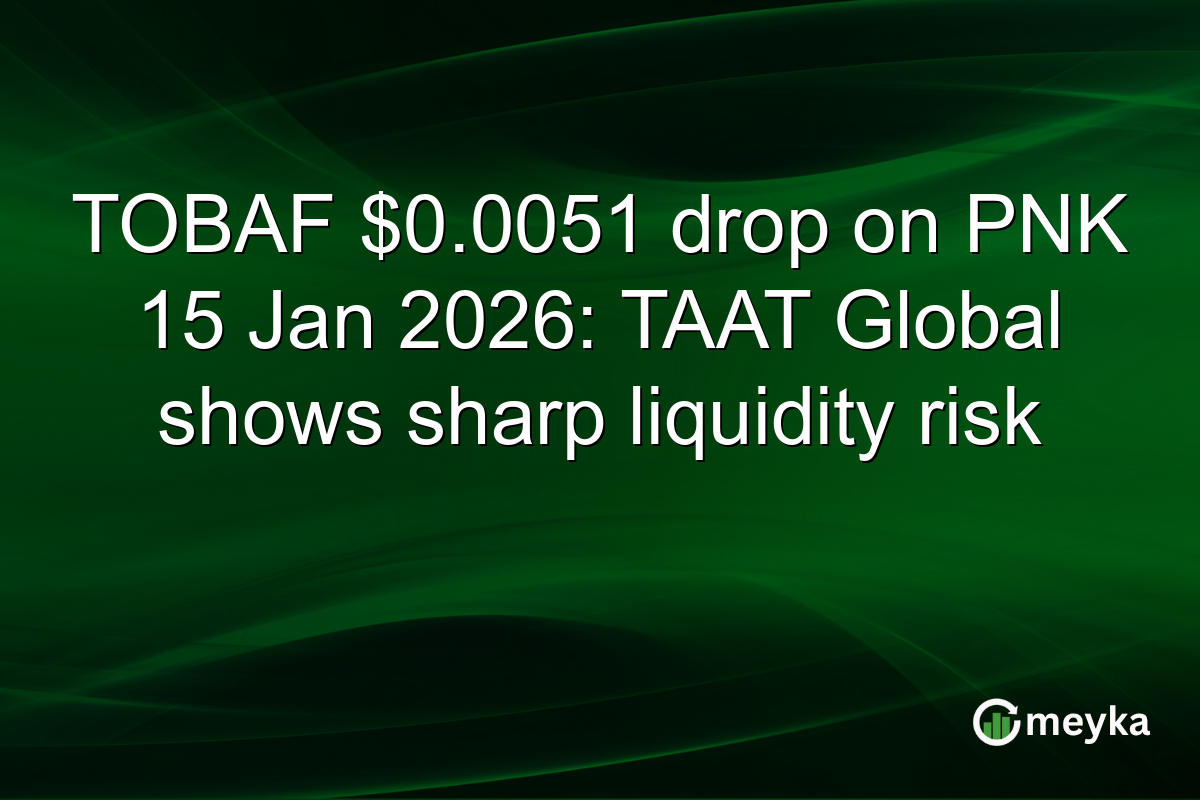 TOBAF $0.0051 drop on PNK 15 Jan 2026: TAAT Global shows sharp liquidity risk