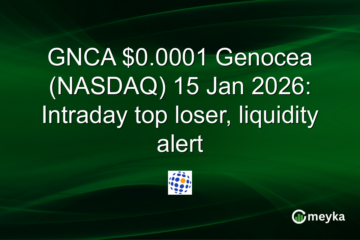 GNCA $0.0001 Genocea (NASDAQ) 15 Jan 2026: Intraday top loser, liquidity alert