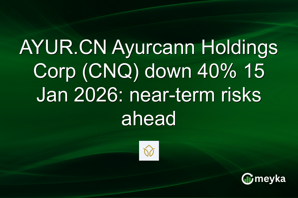 AYUR.CN Ayurcann Holdings Corp (CNQ) down 40% 15 Jan 2026: near-term risks ahead