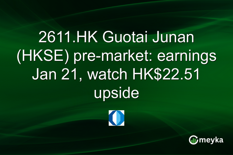 2611.HK Guotai Junan (HKSE) pre-market: earnings Jan 21, watch HK$22.51 upside