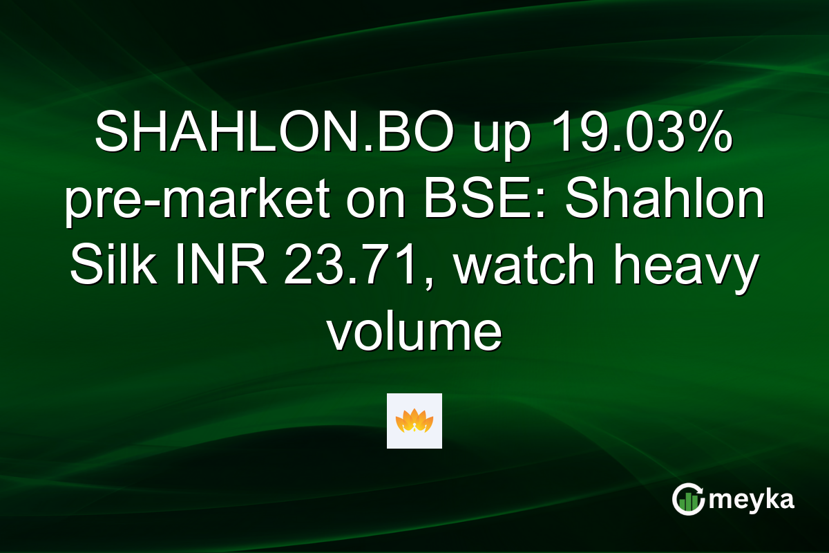SHAHLON.BO up 19.03% pre-market on BSE: Shahlon Silk INR 23.71, watch heavy volume
