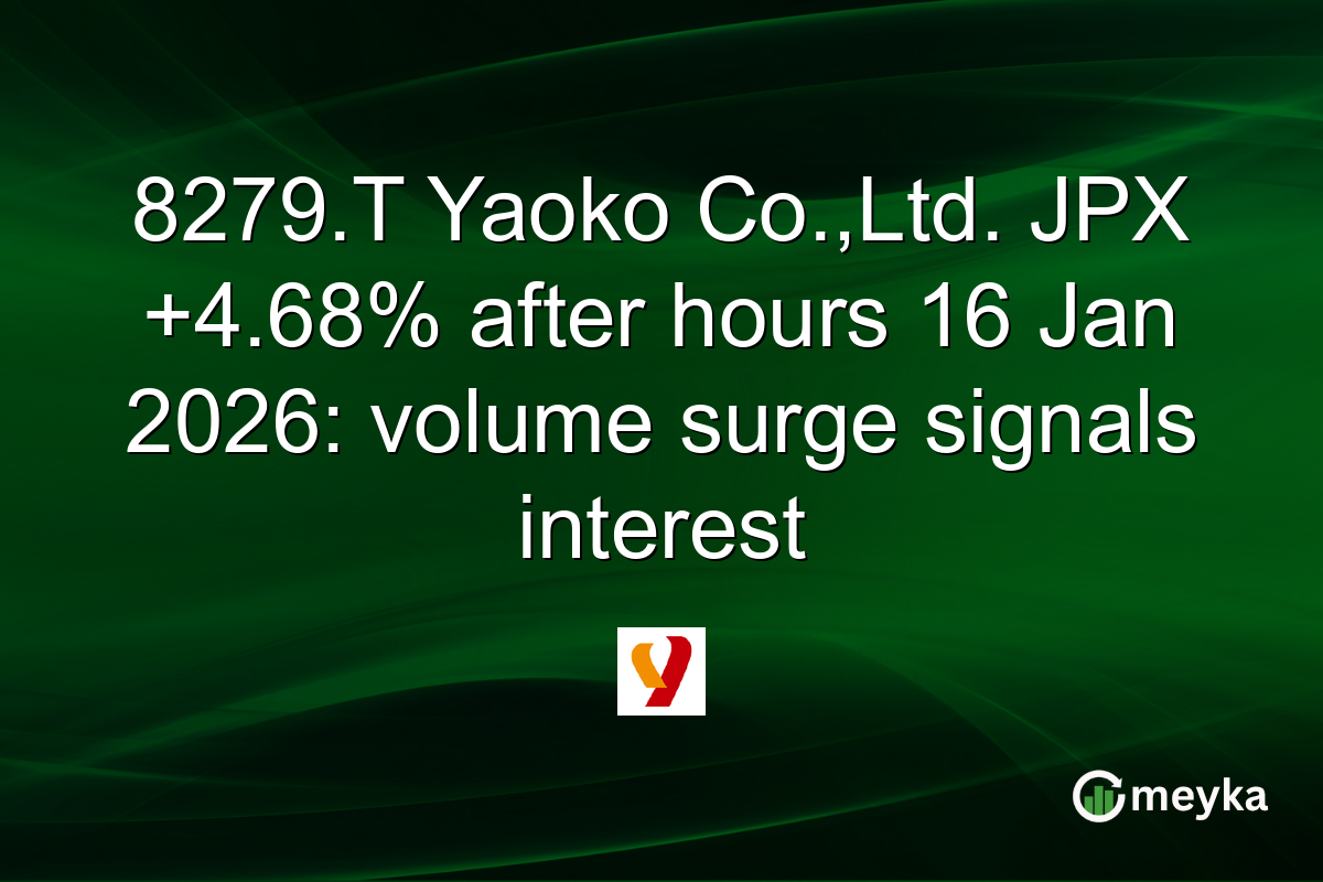8279.T Yaoko Co.,Ltd. JPX +4.68% after hours 16 Jan 2026: volume surge signals interest