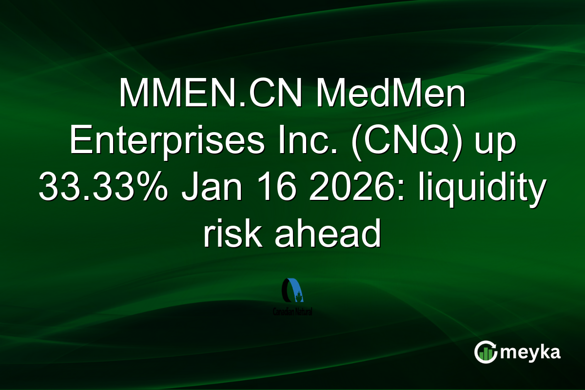 MMEN.CN MedMen Enterprises Inc. (CNQ) up 33.33% Jan 16 2026: liquidity risk ahead