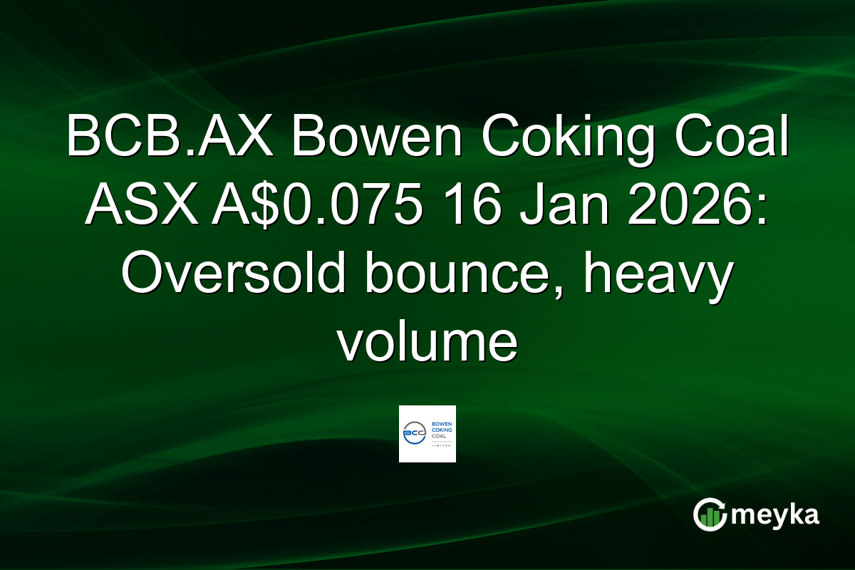 BCB.AX Bowen Coking Coal ASX A$0.075 16 Jan 2026: Oversold bounce, heavy volume