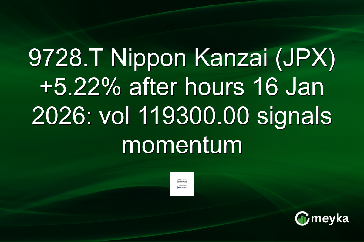 9728.T Nippon Kanzai (JPX) +5.22% after hours 16 Jan 2026: vol 119300.00 signals momentum