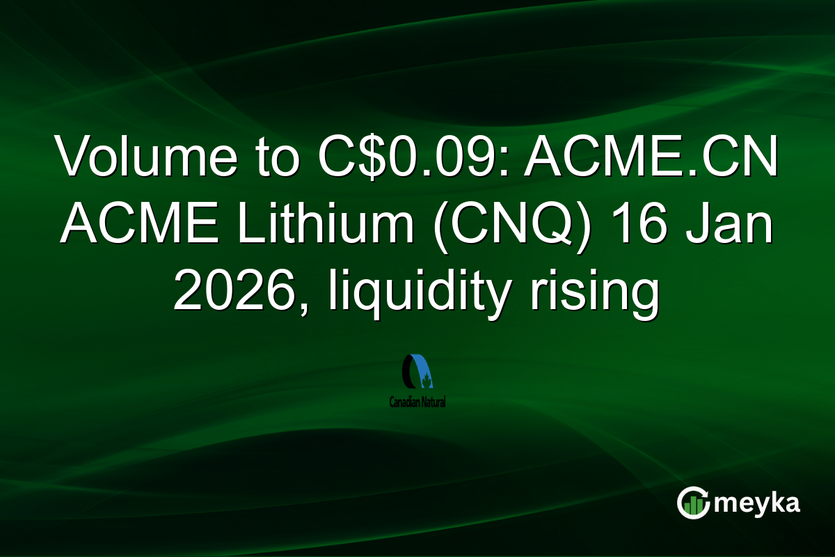 Volume to C$0.09: ACME.CN ACME Lithium (CNQ) 16 Jan 2026, liquidity rising