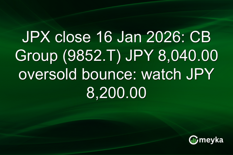 JPX close 16 Jan 2026: CB Group (9852.T) JPY 8,040.00 oversold bounce: watch JPY 8,200.00