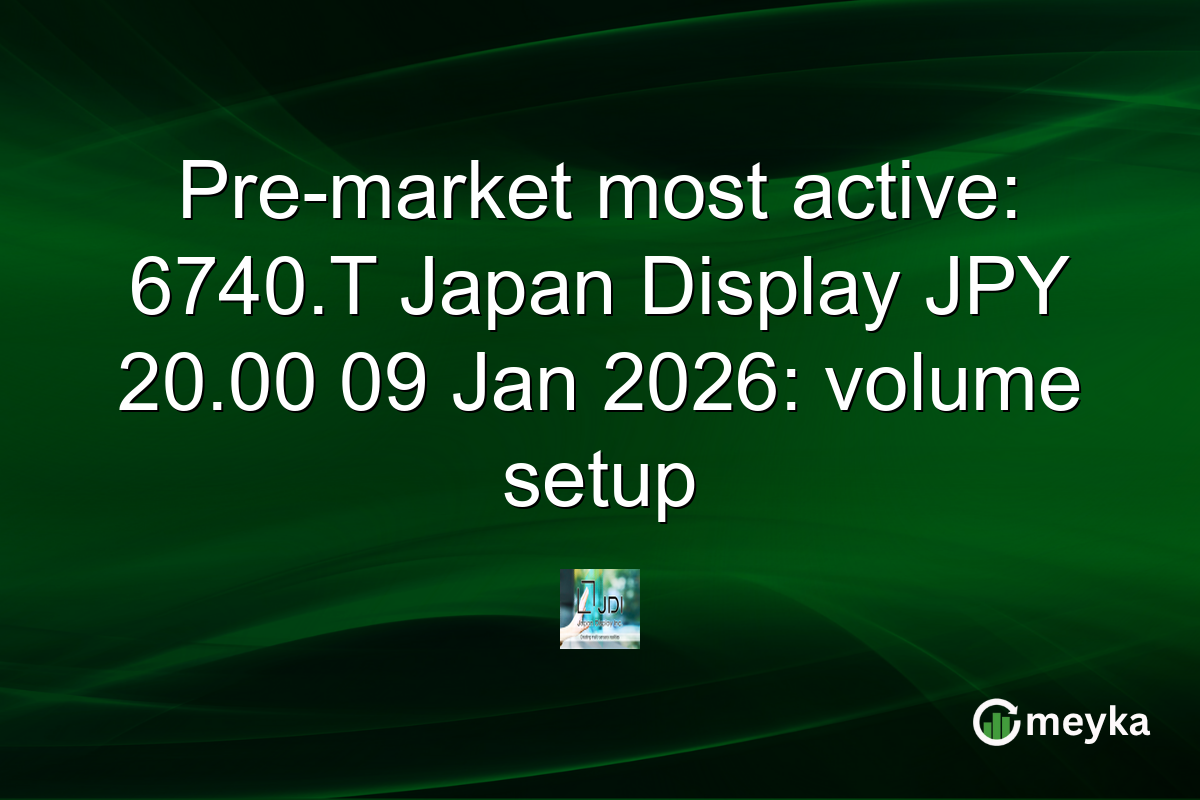 Pre-market most active: 6740.T Japan Display JPY 20.00 09 Jan 2026: volume setup
