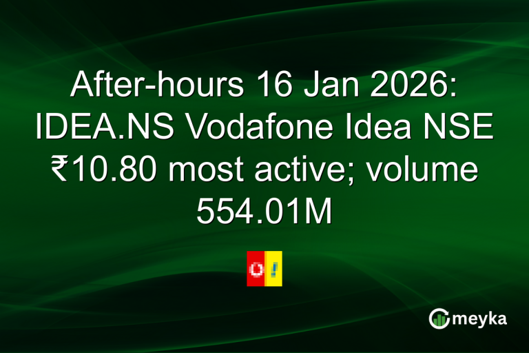 After-hours 16 Jan 2026: IDEA.NS Vodafone Idea NSE ₹10.80 most active; volume 554.01M
