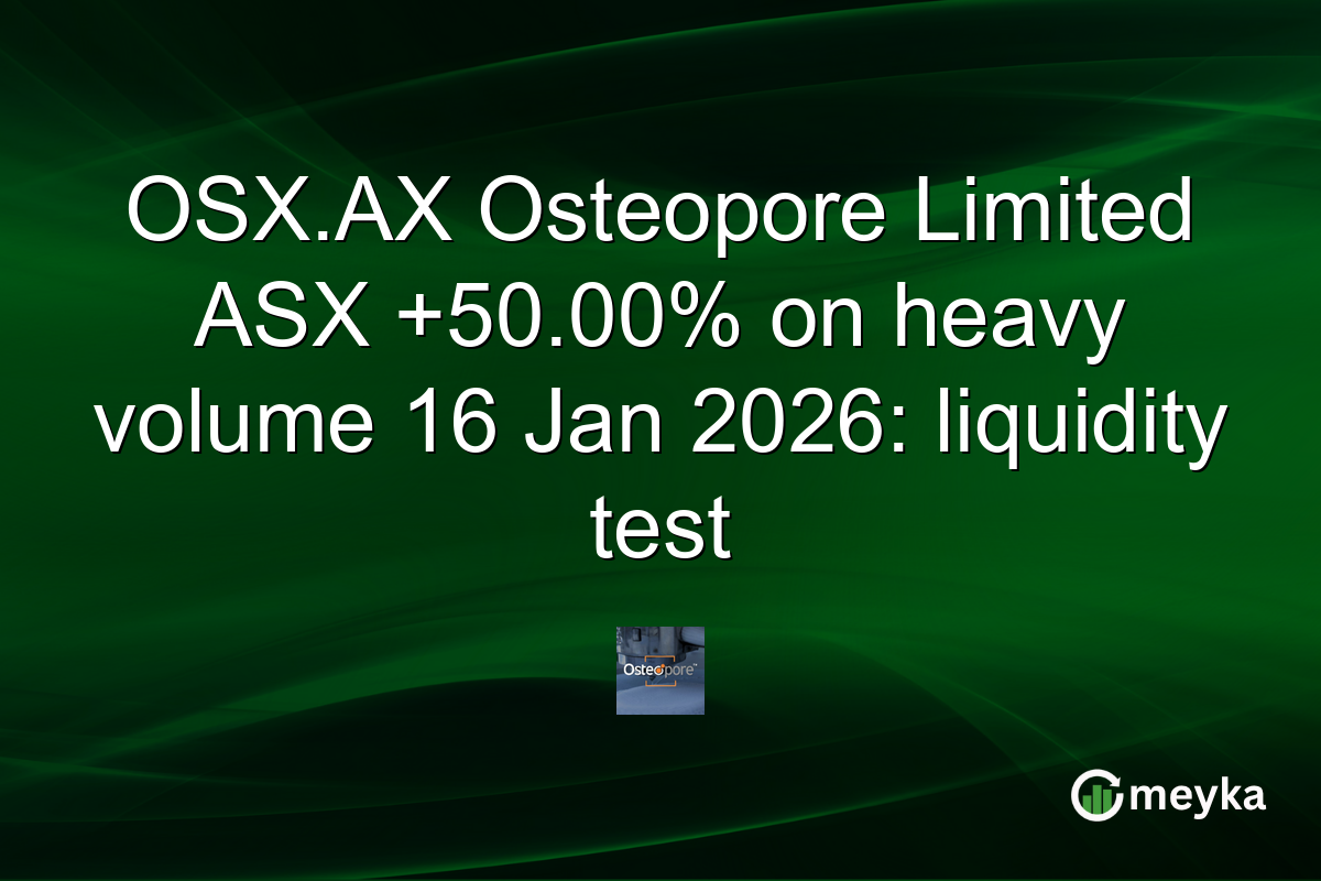 OSX.AX Osteopore Limited ASX +50.00% on heavy volume 16 Jan 2026: liquidity test