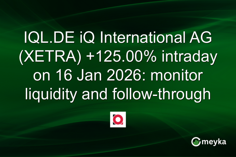 IQL.DE iQ International AG (XETRA) +125.00% intraday on 16 Jan 2026: monitor liquidity and follow-through