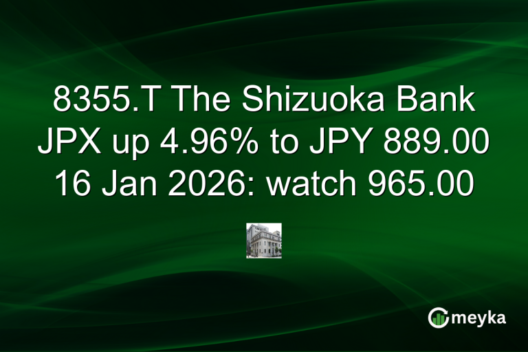 8355.T The Shizuoka Bank JPX up 4.96% to JPY 889.00 16 Jan 2026: watch 965.00