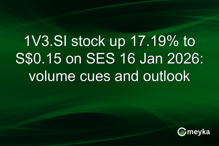 1V3.SI stock up 17.19% to S$0.15 on SES 16 Jan 2026: volume cues and outlook
