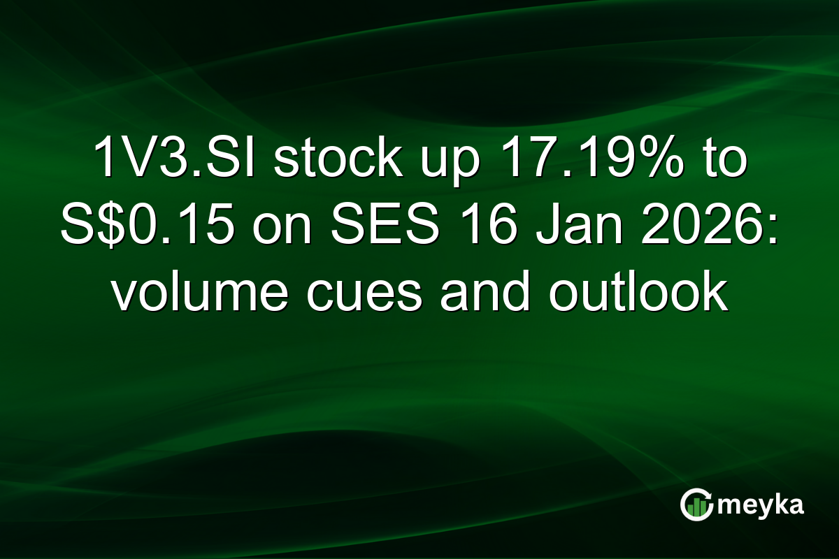 1V3.SI stock up 17.19% to S$0.15 on SES 16 Jan 2026: volume cues and outlook