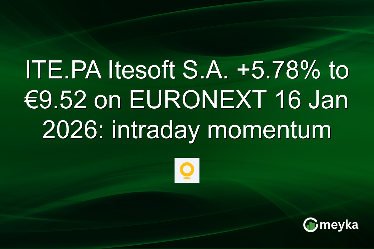 ITE.PA Itesoft S.A. +5.78% to €9.52 on EURONEXT 16 Jan 2026: intraday momentum