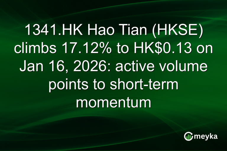 1341.HK Hao Tian (HKSE) climbs 17.12% to HK$0.13 on Jan 16, 2026: active volume points to short-term momentum