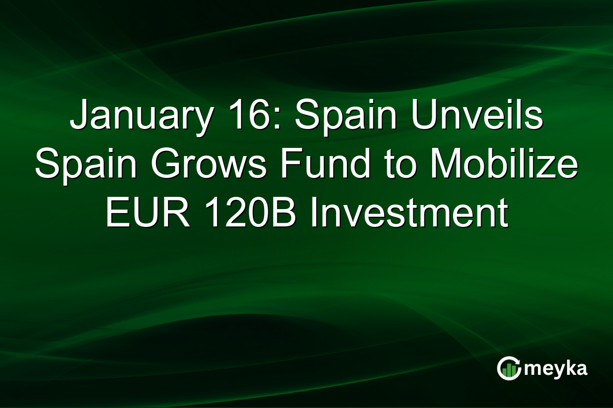 January 16: Spain Unveils Spain Grows Fund to Mobilize EUR 120B Investment