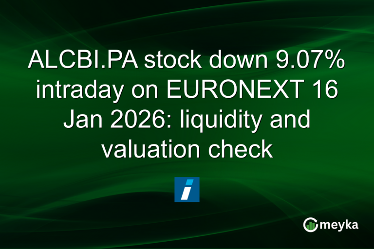 ALCBI.PA stock down 9.07% intraday on EURONEXT 16 Jan 2026: liquidity and valuation check