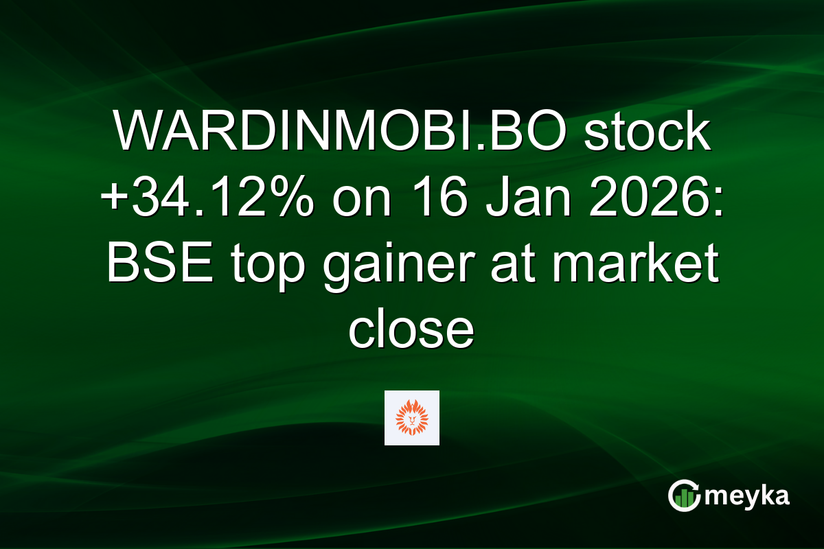 WARDINMOBI.BO stock +34.12% on 16 Jan 2026: BSE top gainer at market close