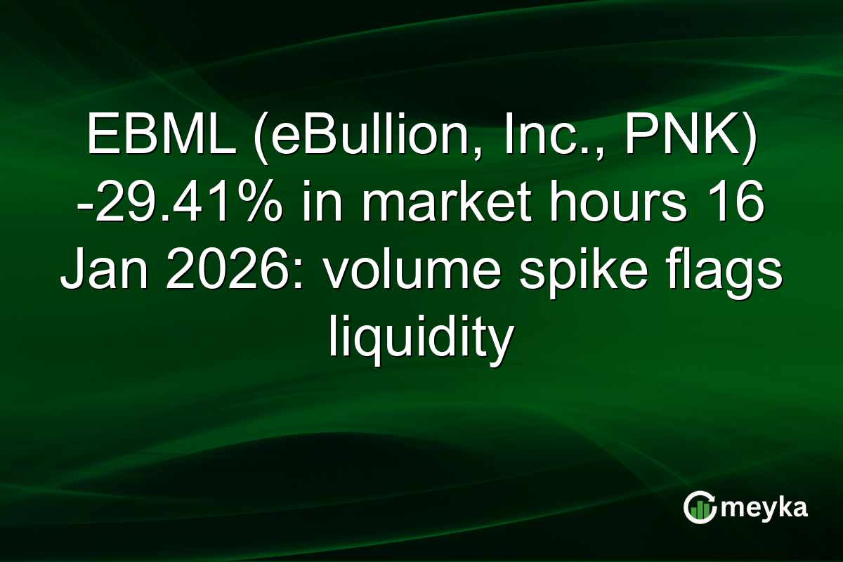 EBML (eBullion, Inc., PNK) -29.41% in market hours 16 Jan 2026: volume spike flags liquidity