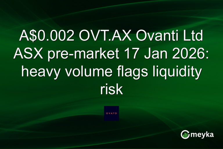 A$0.002 OVT.AX Ovanti Ltd ASX pre-market 17 Jan 2026: heavy volume flags liquidity risk