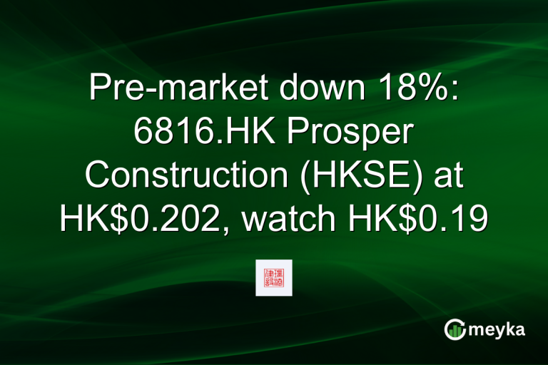 Pre-market down 18%: 6816.HK Prosper Construction (HKSE) at HK$0.202, watch HK$0.19