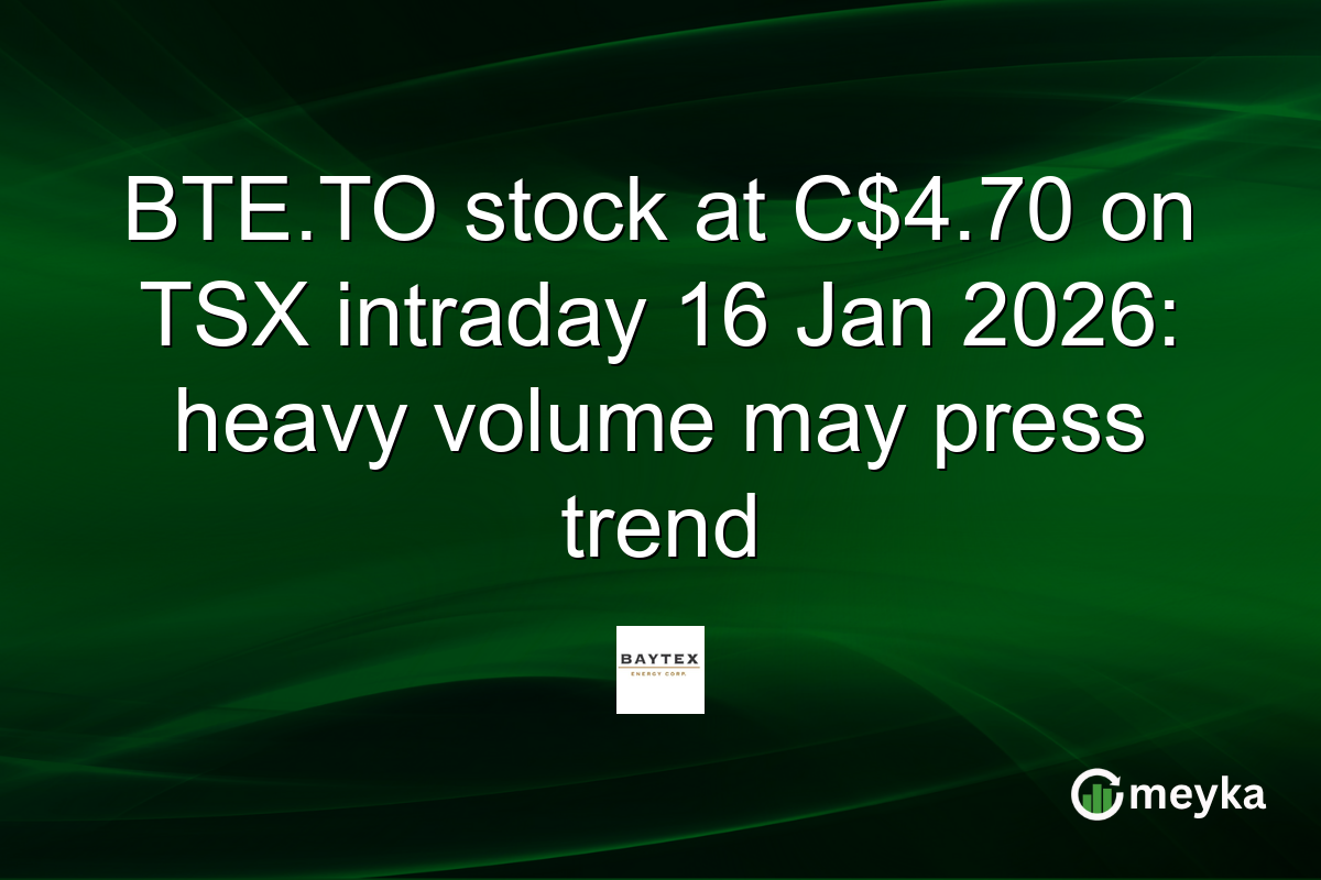 BTE.TO stock at C$4.70 on TSX intraday 16 Jan 2026: heavy volume may press trend