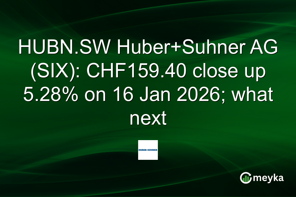 HUBN.SW Huber+Suhner AG (SIX): CHF159.40 close up 5.28% on 16 Jan 2026; what next