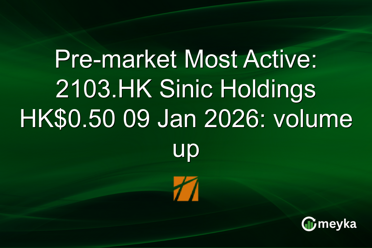 Pre-market Most Active: 2103.HK Sinic Holdings HK$0.50 09 Jan 2026: volume up