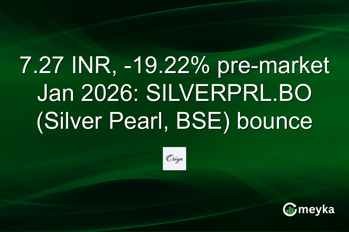 7.27 INR, -19.22% pre-market Jan 2026: SILVERPRL.BO (Silver Pearl, BSE) bounce