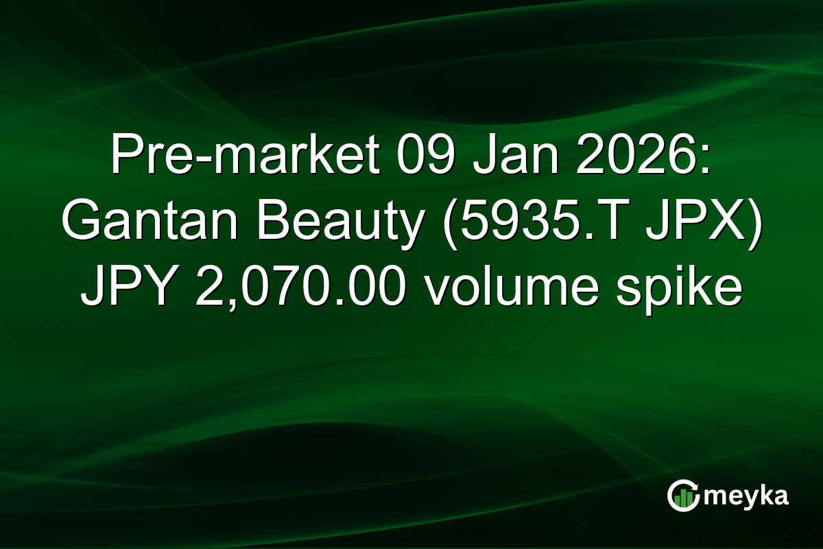 Pre-market 09 Jan 2026: Gantan Beauty (5935.T JPX) JPY 2,070.00 volume spike
