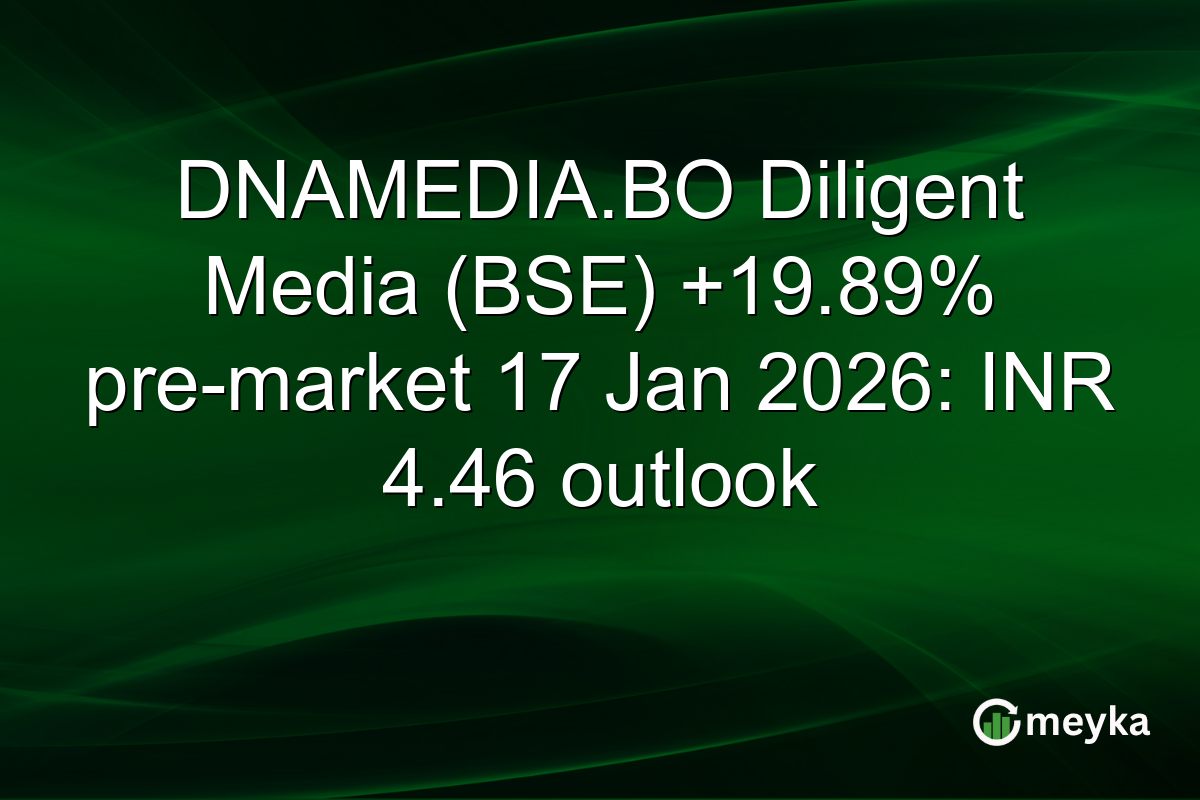 DNAMEDIA.BO Diligent Media (BSE) +19.89% pre-market 17 Jan 2026: INR 4.46 outlook