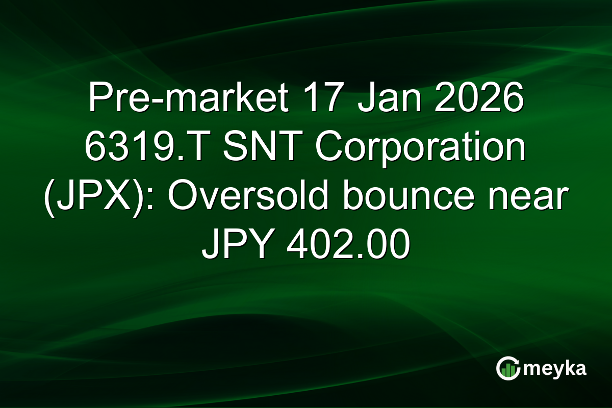 Pre-market 17 Jan 2026 6319.T SNT Corporation (JPX): Oversold bounce near JPY 402.00