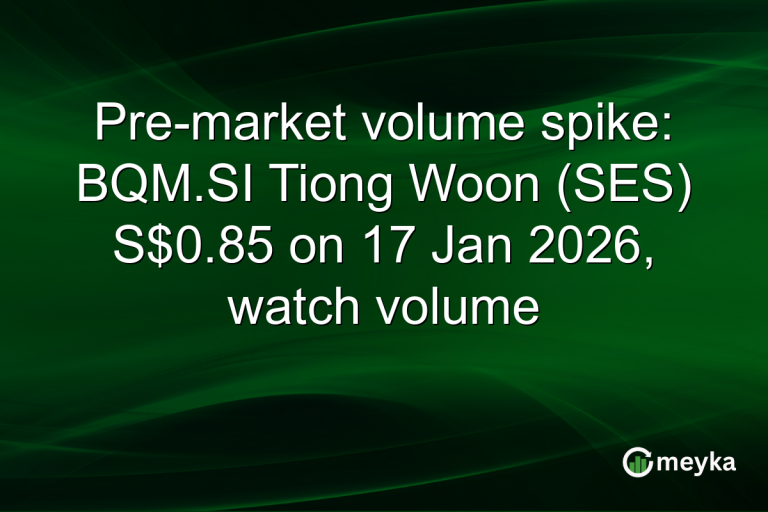Pre-market volume spike: BQM.SI Tiong Woon (SES) S$0.85 on 17 Jan 2026, watch volume