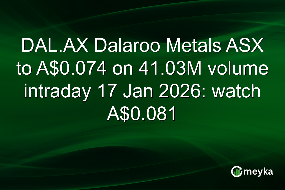 DAL.AX Dalaroo Metals ASX to A$0.074 on 41.03M volume intraday 17 Jan 2026: watch A$0.081