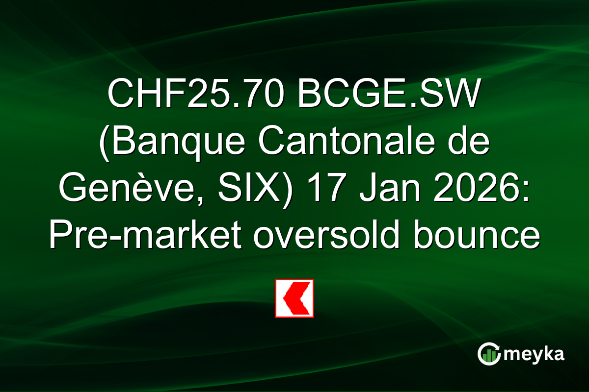 CHF25.70 BCGE.SW (Banque Cantonale de Genève, SIX) 17 Jan 2026: Pre-market oversold bounce