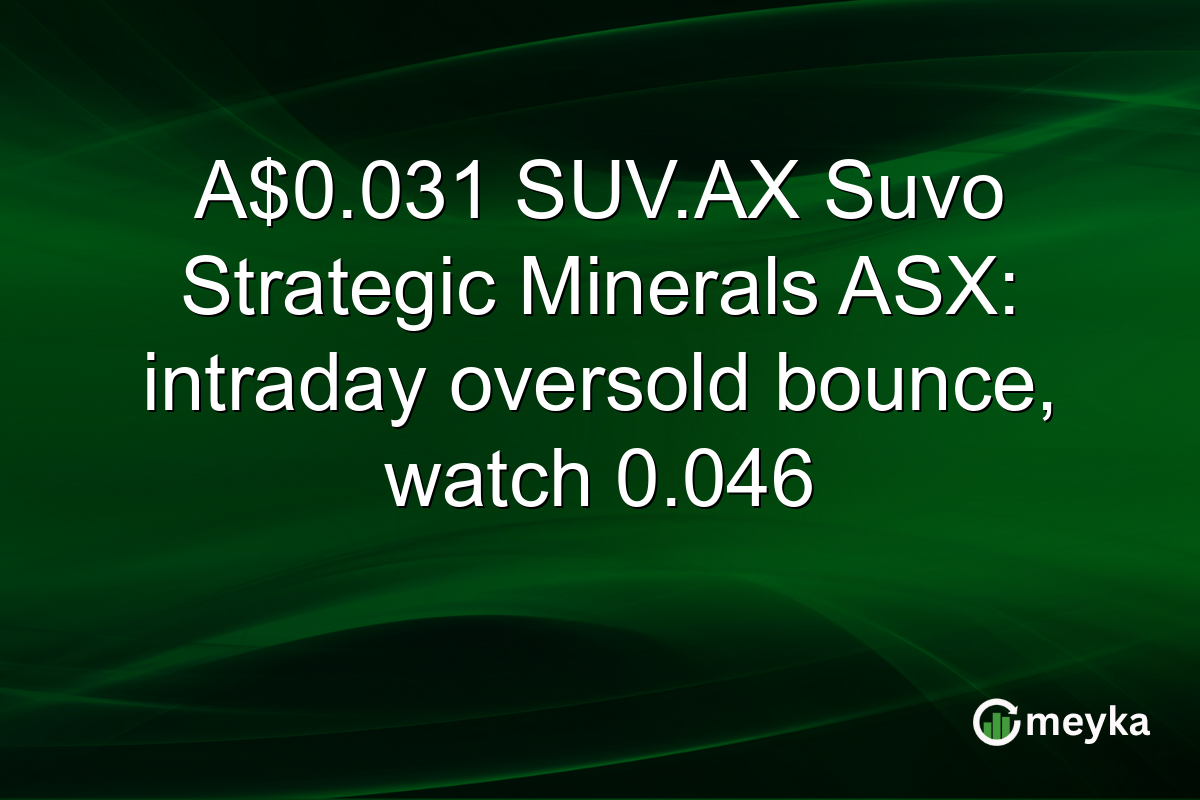 A$0.031 SUV.AX Suvo Strategic Minerals ASX: intraday oversold bounce, watch 0.046
