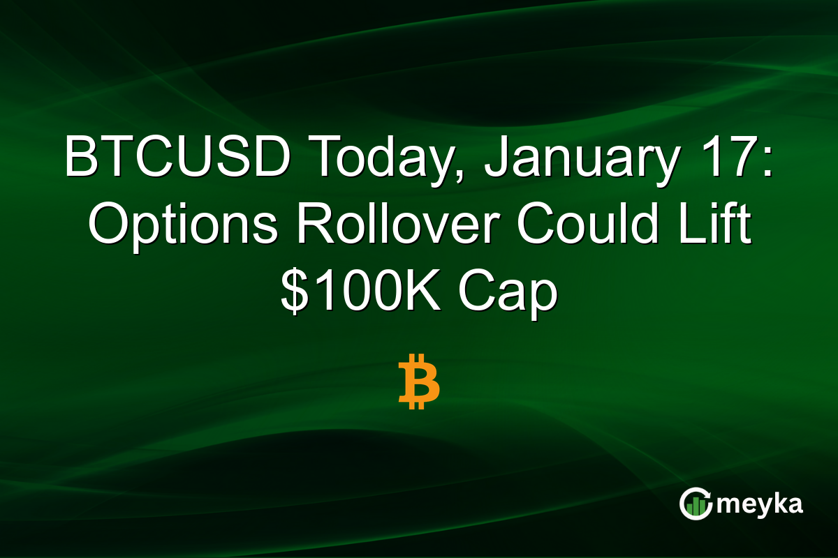 BTCUSD Today, January 17: Options Rollover Could Lift $100K Cap