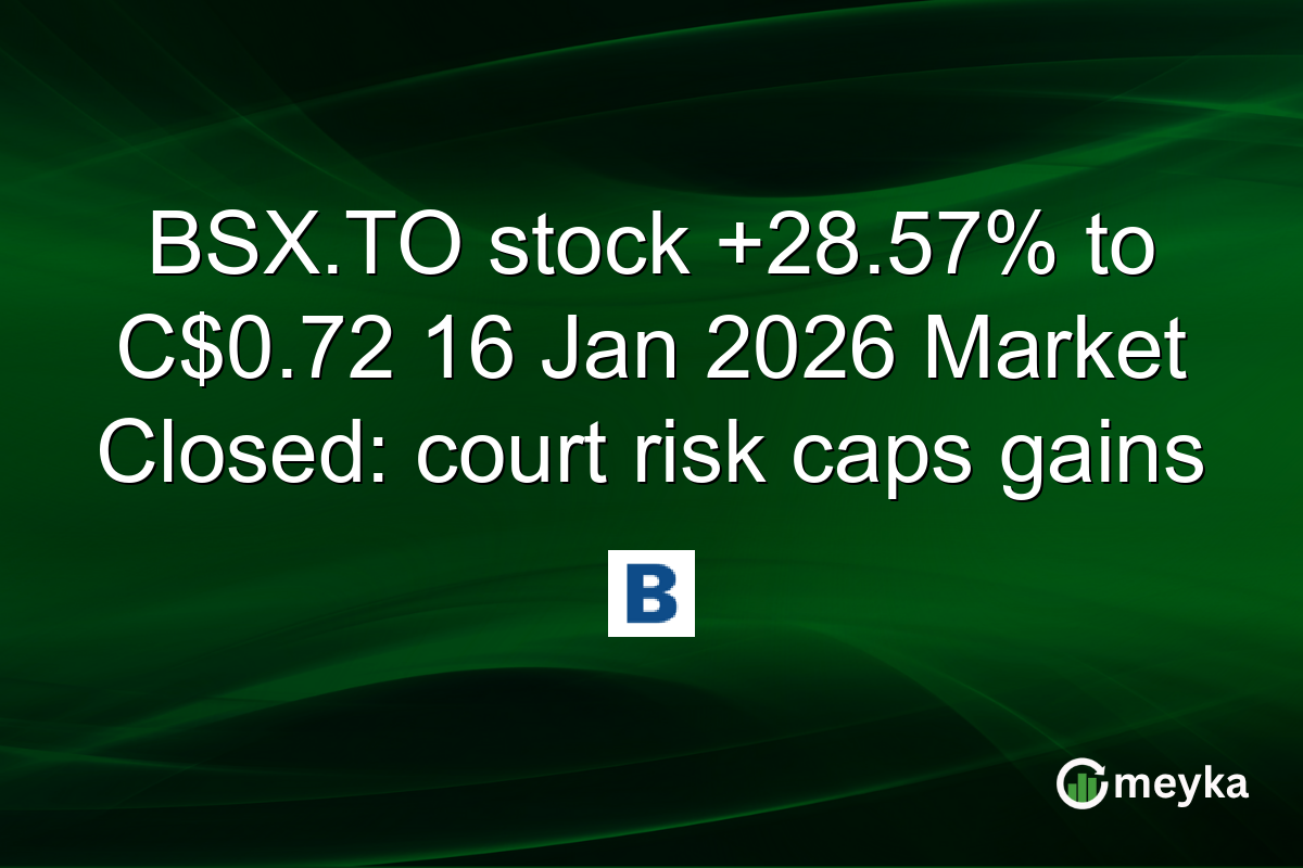 BSX.TO stock +28.57% to C$0.72 16 Jan 2026 Market Closed: court risk caps gains