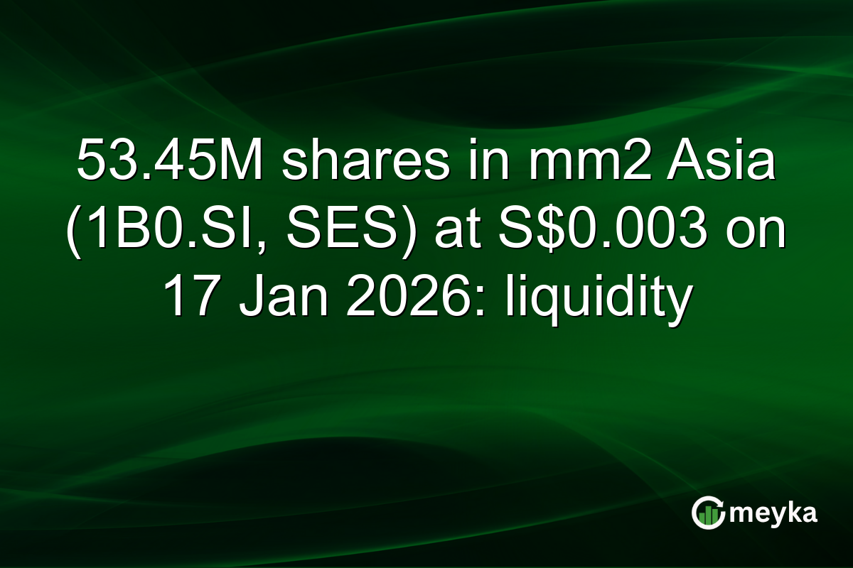 53.45M shares in mm2 Asia (1B0.SI, SES) at S$0.003 on 17 Jan 2026: liquidity