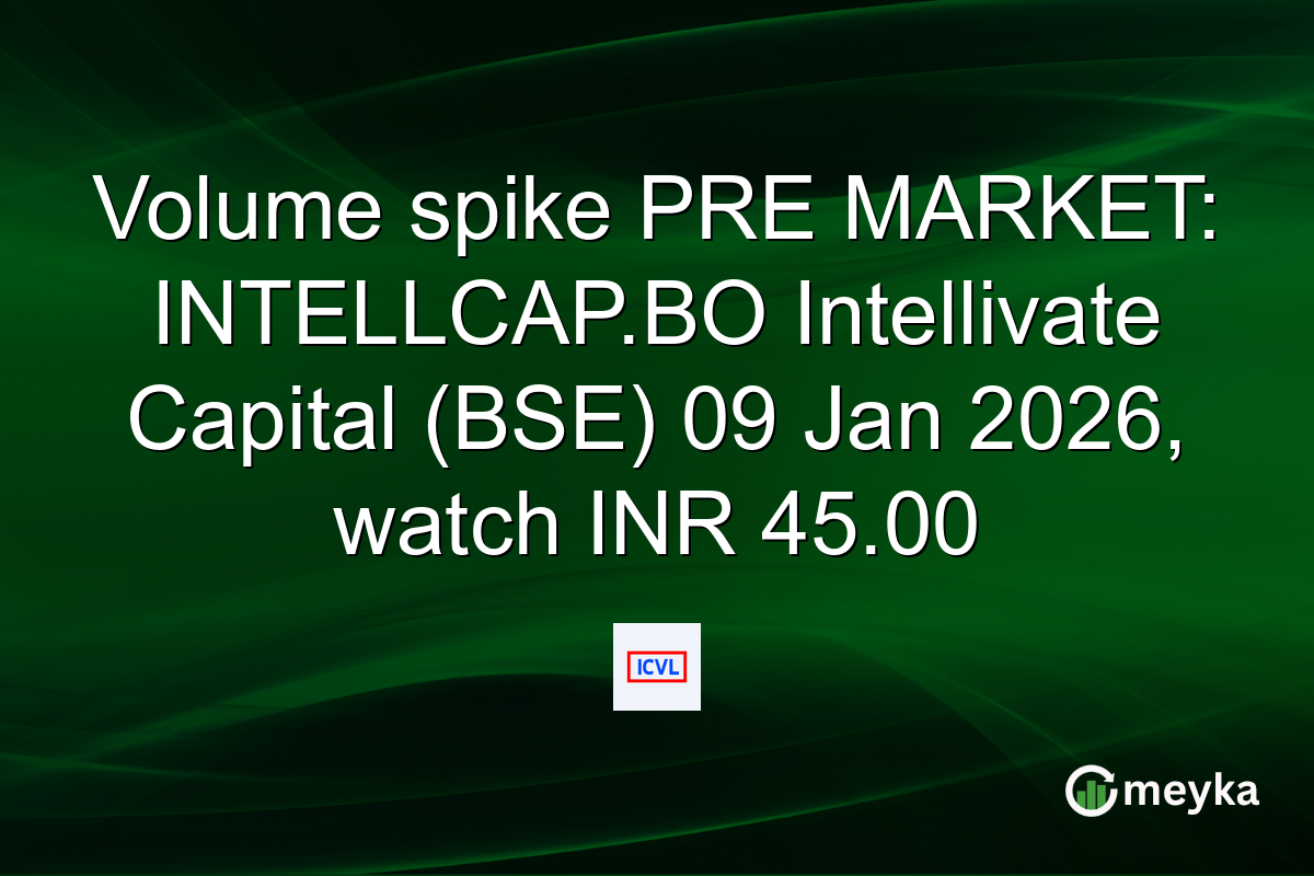 Volume spike PRE MARKET: INTELLCAP.BO Intellivate Capital (BSE) 09 Jan 2026, watch INR 45.00