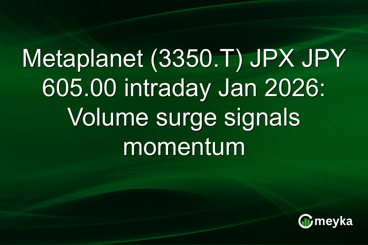 Metaplanet (3350.T) JPX JPY 605.00 intraday Jan 2026: Volume surge signals momentum