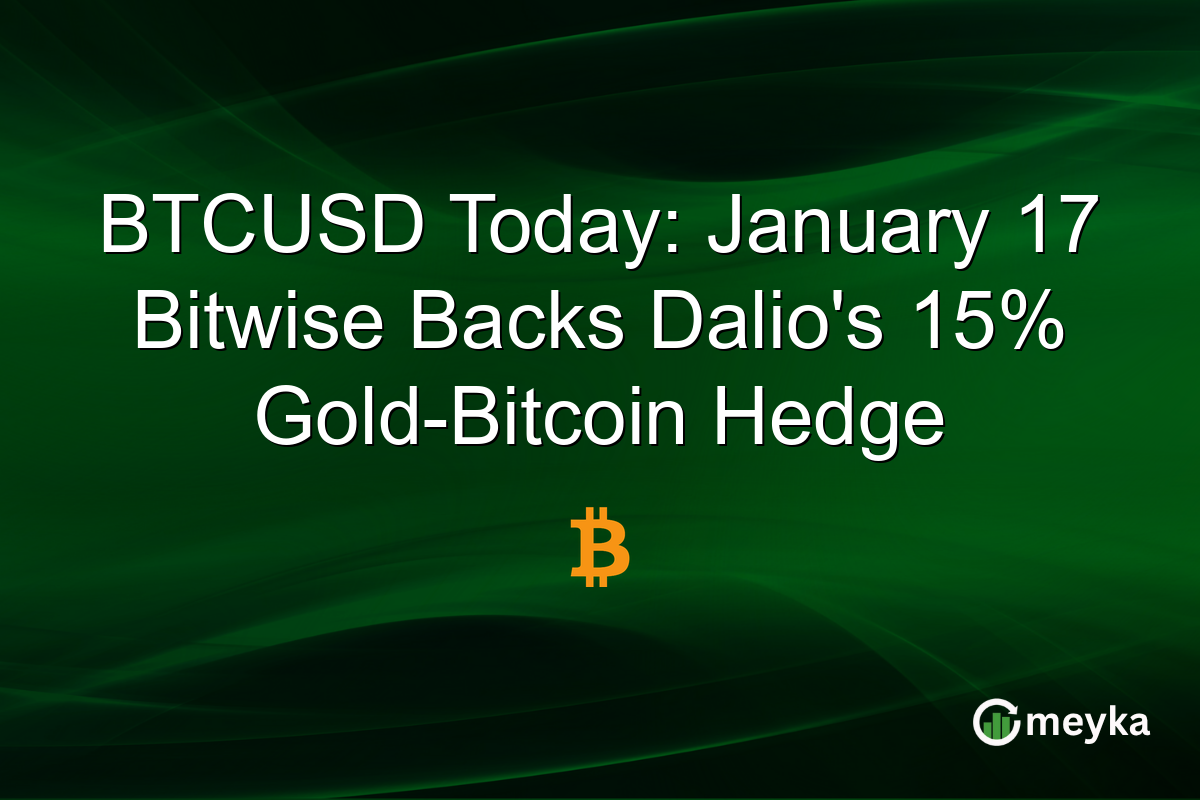 BTCUSD Today: January 17 Bitwise Backs Dalio's 15% Gold-Bitcoin Hedge