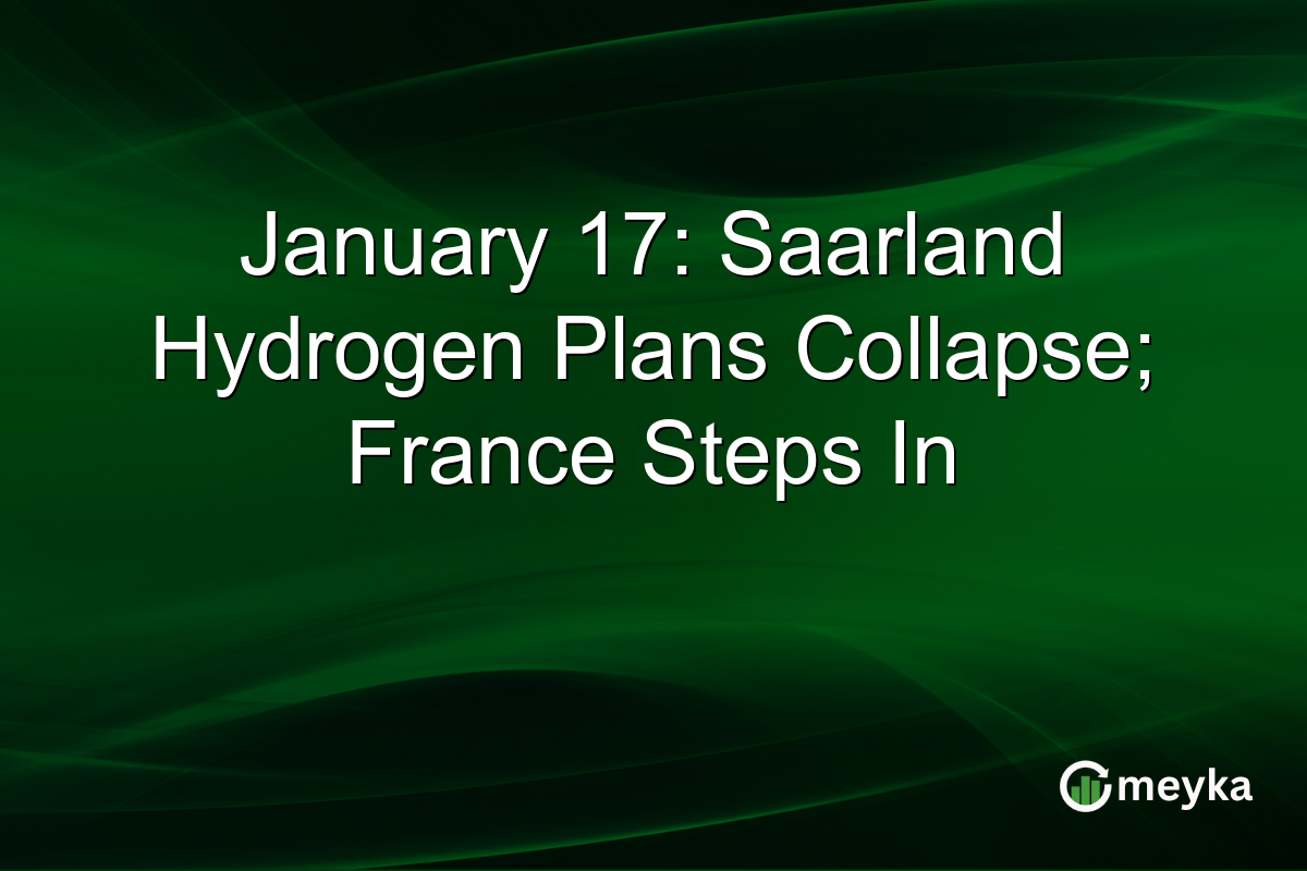 January 17: Saarland Hydrogen Plans Collapse; France Steps In