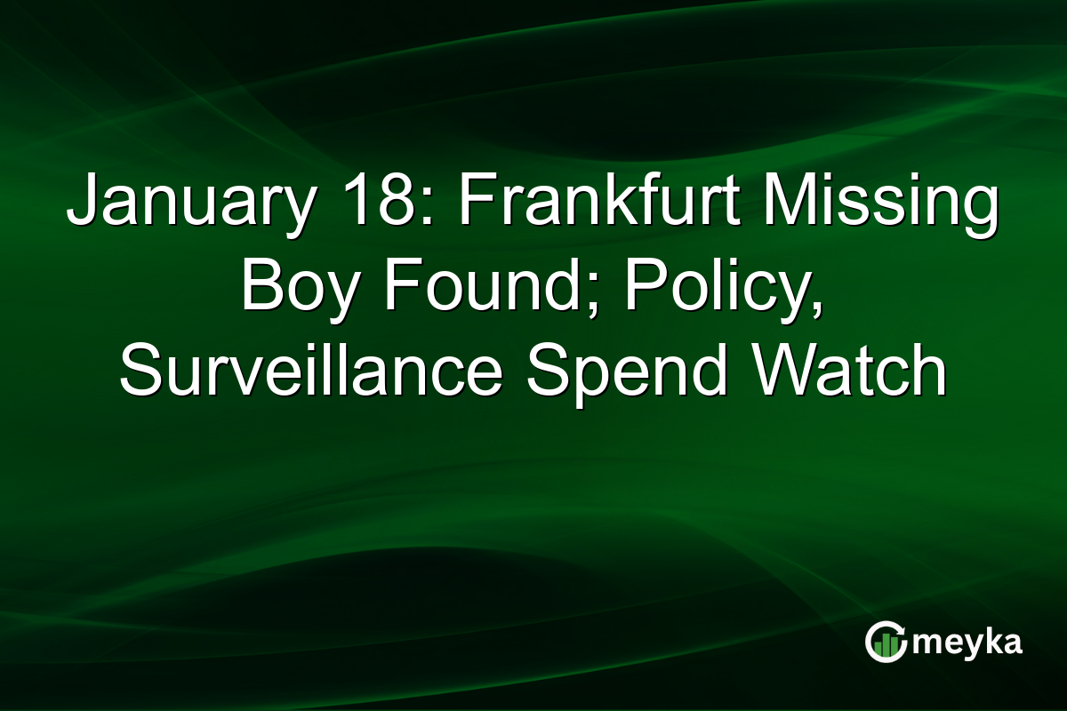 January 18: Frankfurt Missing Boy Found; Policy, Surveillance Spend Watch