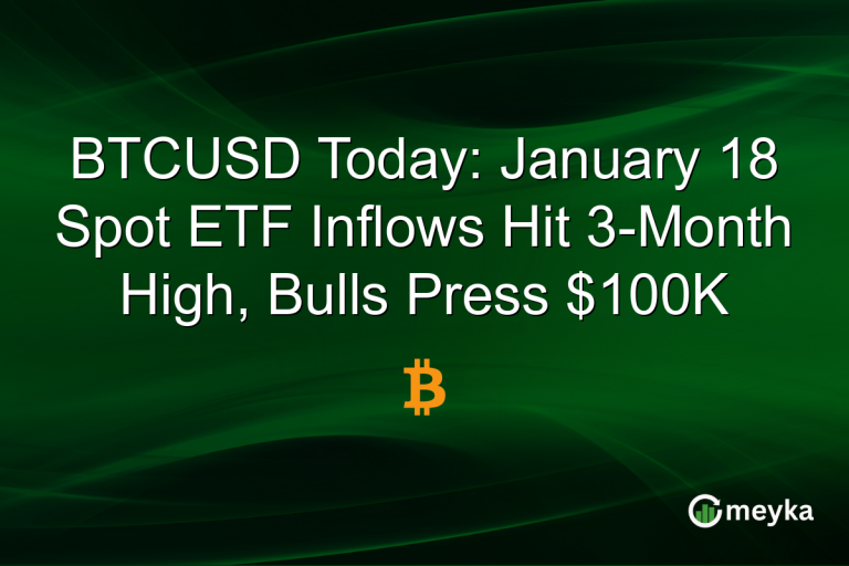 BTCUSD Today: January 18 Spot ETF Inflows Hit 3-Month High, Bulls Press $100K