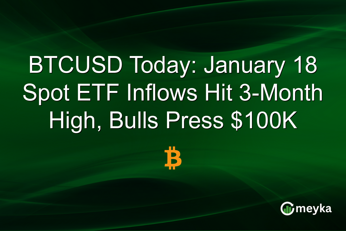 BTCUSD Today: January 18 Spot ETF Inflows Hit 3-Month High, Bulls Press $100K